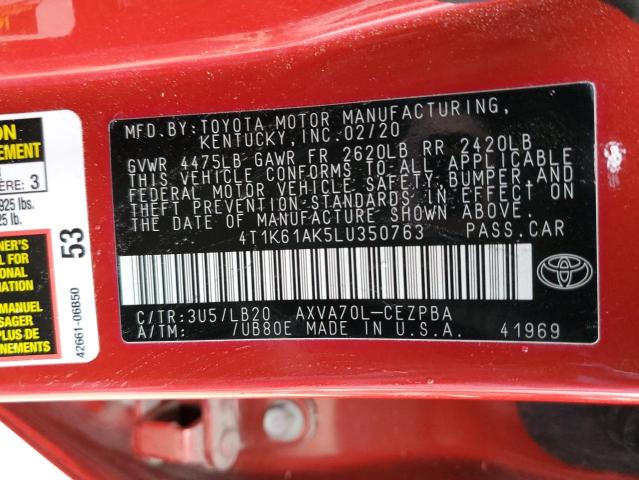 Photo 11 VIN: 4T1K61AK5LU350763 - TOYOTA CAMRY XSE 