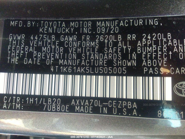 Photo 8 VIN: 4T1K61AK5LU505005 - TOYOTA CAMRY 