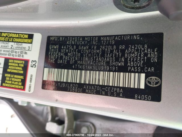 Photo 8 VIN: 4T1K61AK5LU919191 - TOYOTA CAMRY 