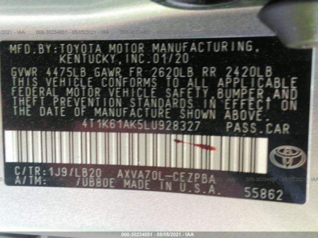 Photo 8 VIN: 4T1K61AK5LU928327 - TOYOTA CAMRY 