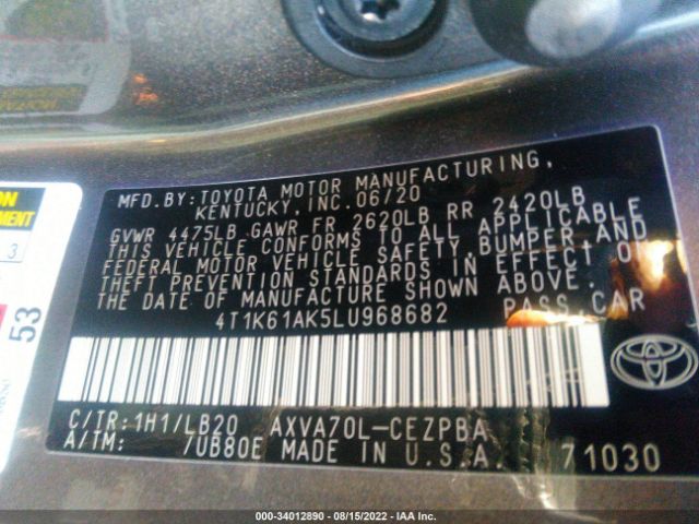 Photo 8 VIN: 4T1K61AK5LU968682 - TOYOTA CAMRY 