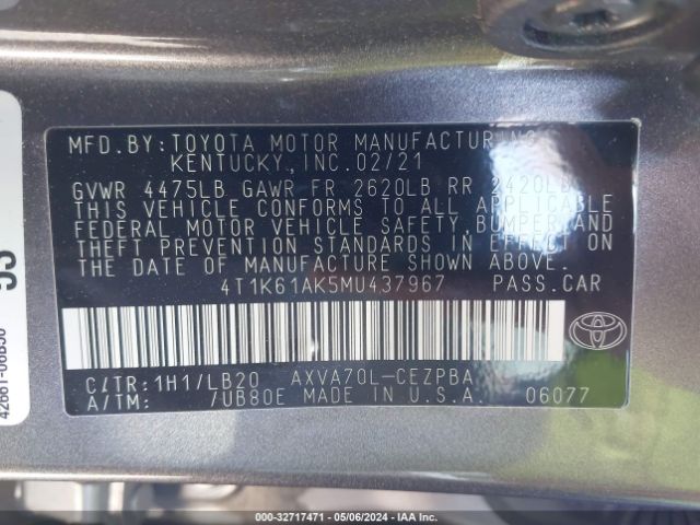 Photo 8 VIN: 4T1K61AK5MU437967 - TOYOTA CAMRY 