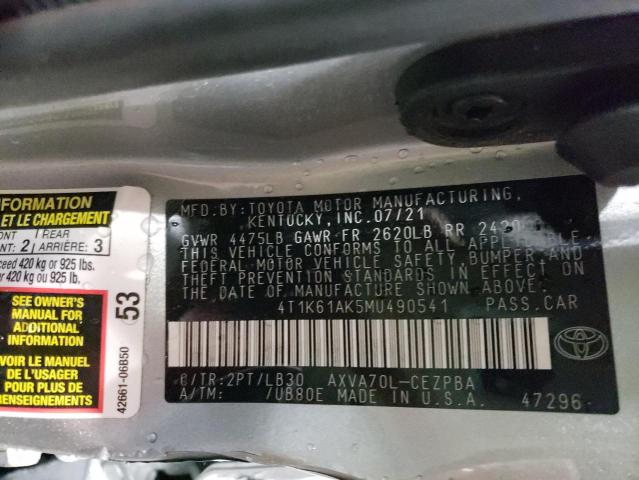 Photo 9 VIN: 4T1K61AK5MU490541 - TOYOTA CAMRY XSE 