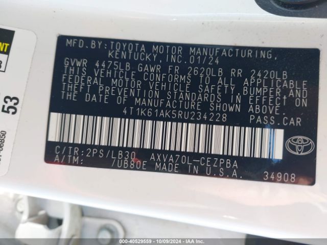 Photo 8 VIN: 4T1K61AK5RU234228 - TOYOTA CAMRY 