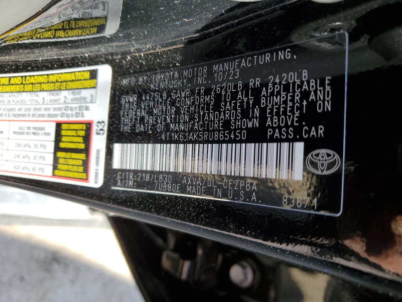 Photo 11 VIN: 4T1K61AK5RU865450 - TOYOTA CAMRY 