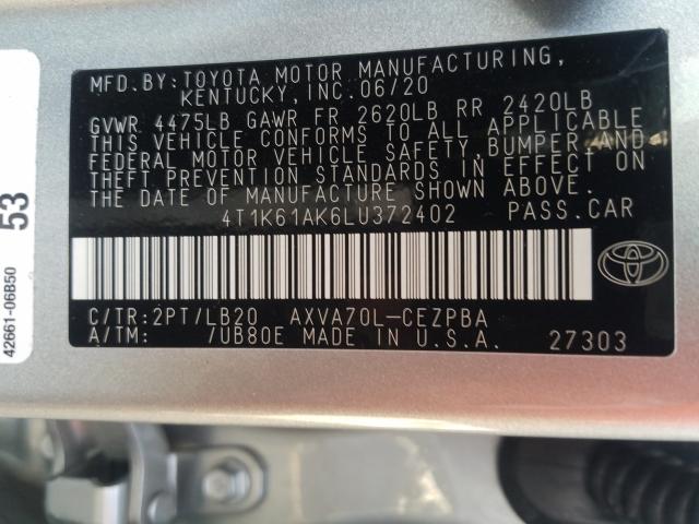 Photo 9 VIN: 4T1K61AK6LU372402 - TOYOTA CAMRY XSE 