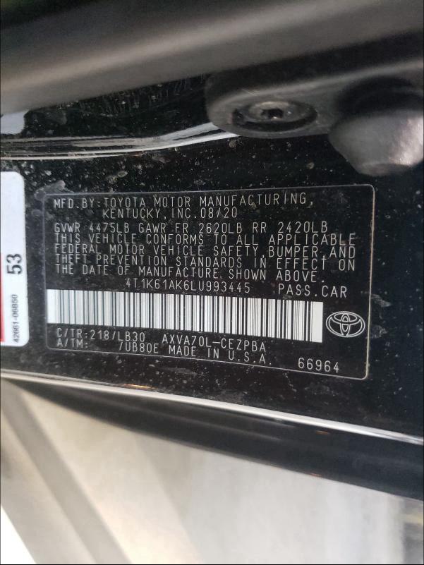 Photo 9 VIN: 4T1K61AK6LU993445 - TOYOTA CAMRY XSE 