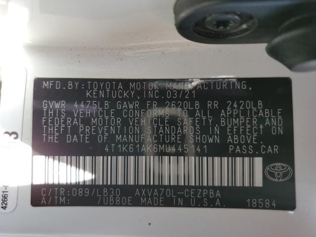 Photo 11 VIN: 4T1K61AK6MU445141 - TOYOTA CAMRY XSE 