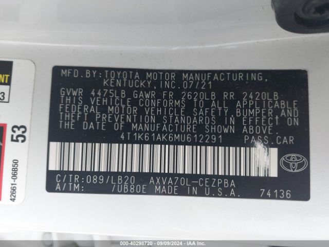 Photo 8 VIN: 4T1K61AK6MU612291 - TOYOTA CAMRY 