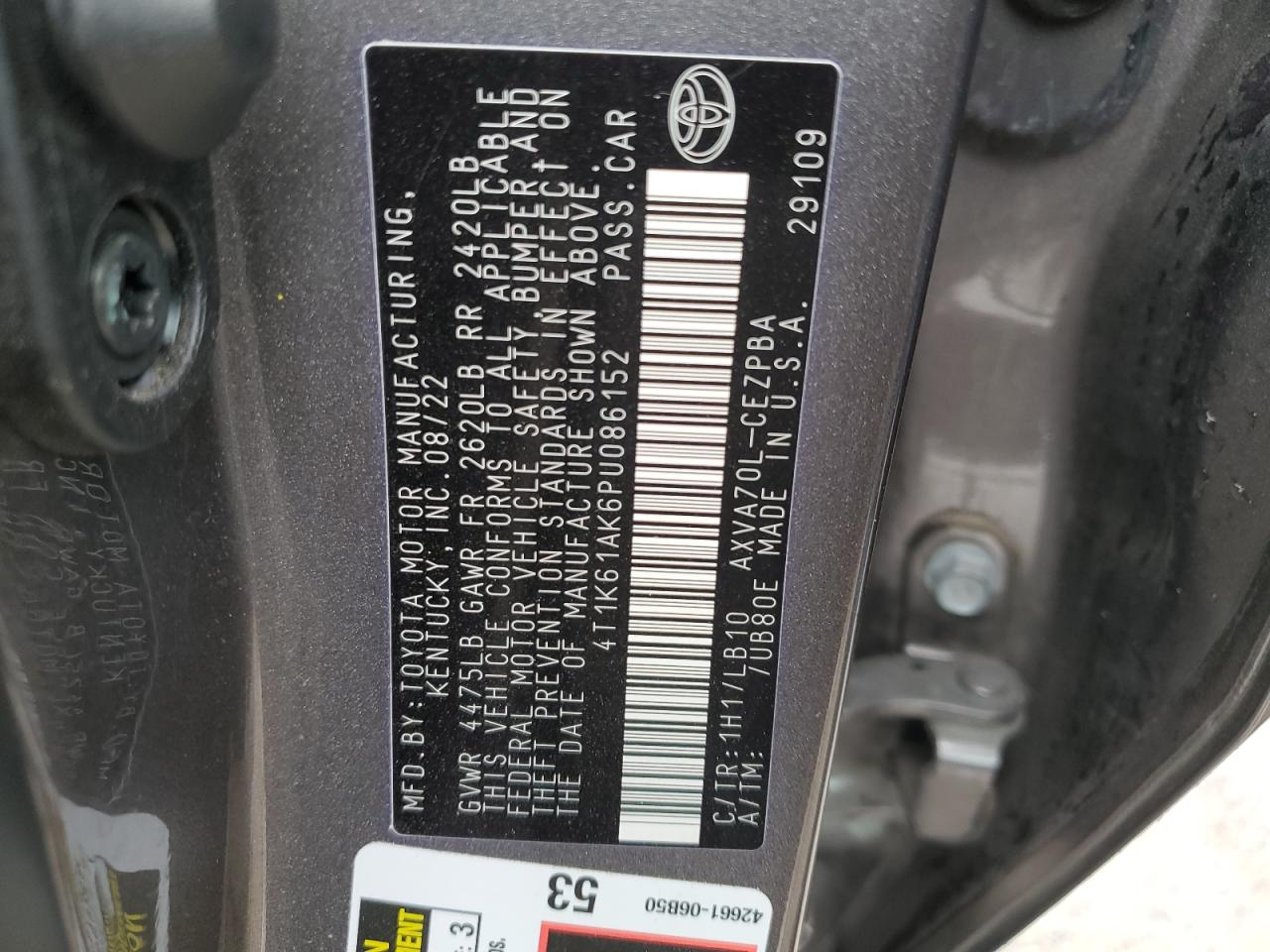 Photo 11 VIN: 4T1K61AK6PU086152 - TOYOTA CAMRY 