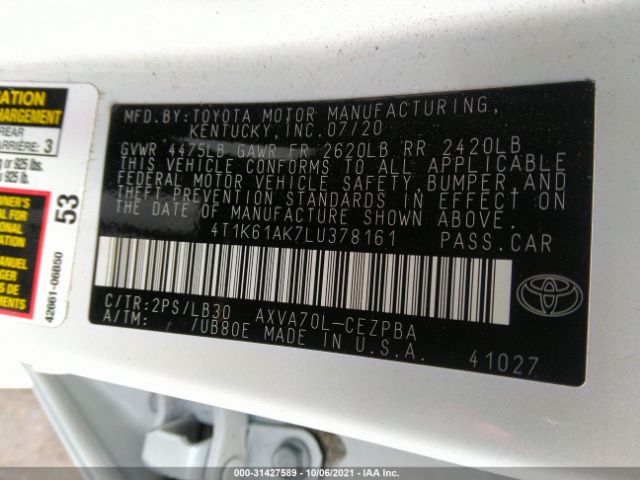 Photo 8 VIN: 4T1K61AK7LU378161 - TOYOTA CAMRY 