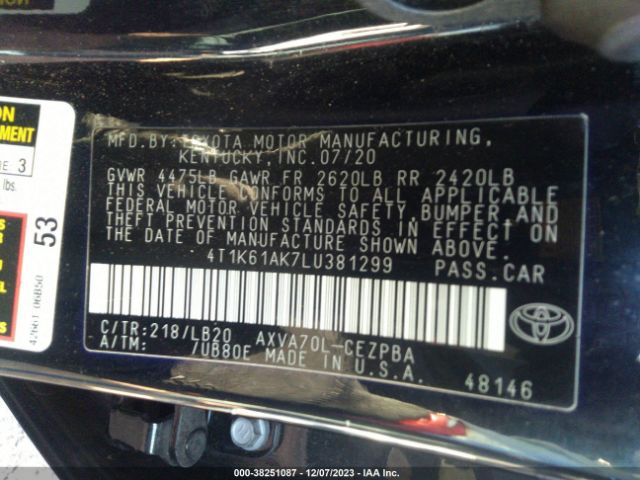 Photo 8 VIN: 4T1K61AK7LU381299 - TOYOTA CAMRY 