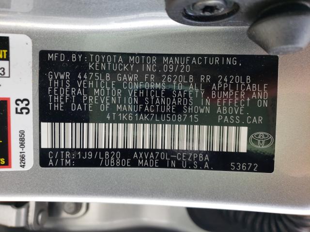 Photo 9 VIN: 4T1K61AK7LU508715 - TOYOTA CAMRY XSE 