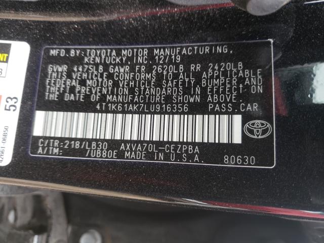 Photo 9 VIN: 4T1K61AK7LU916356 - TOYOTA CAMRY XSE 