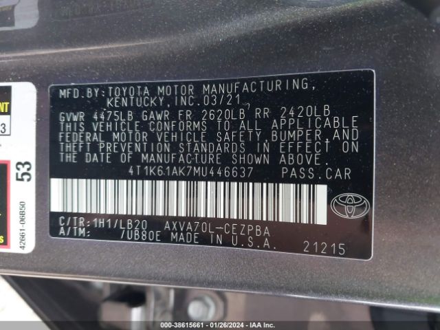 Photo 8 VIN: 4T1K61AK7MU446637 - TOYOTA CAMRY 