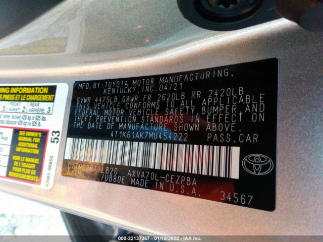 Photo 8 VIN: 4T1K61AK7MU454222 - TOYOTA CAMRY 