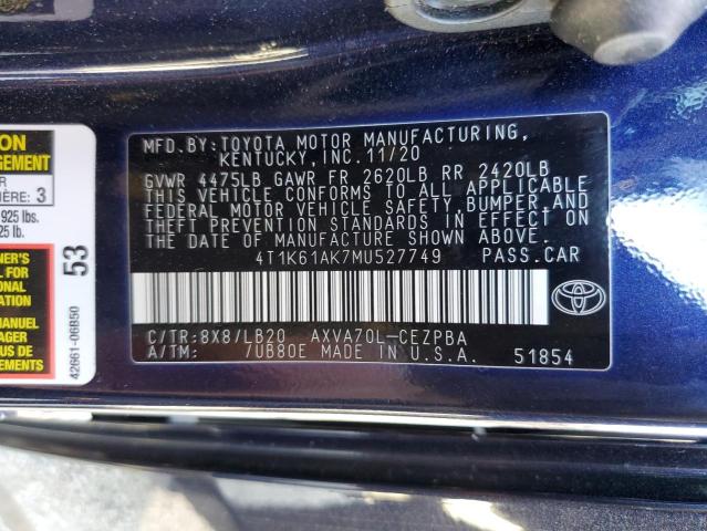 Photo 11 VIN: 4T1K61AK7MU527749 - TOYOTA CAMRY XSE 