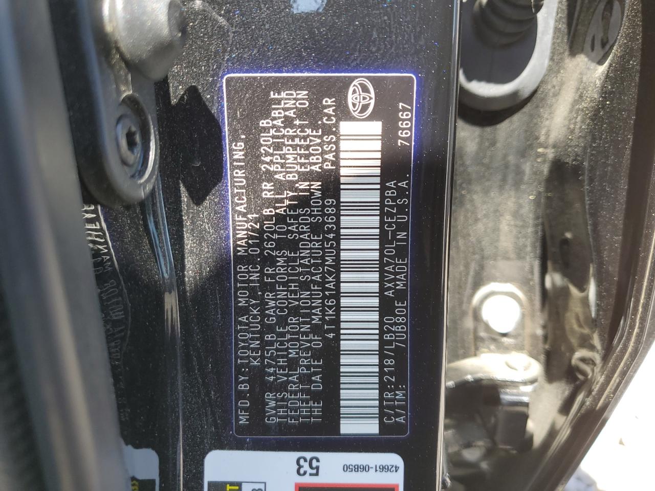 Photo 11 VIN: 4T1K61AK7MU543689 - TOYOTA CAMRY 