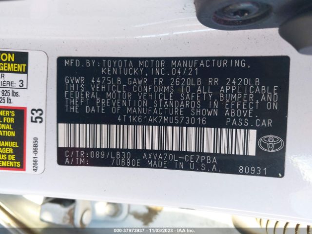 Photo 8 VIN: 4T1K61AK7MU573016 - TOYOTA CAMRY 