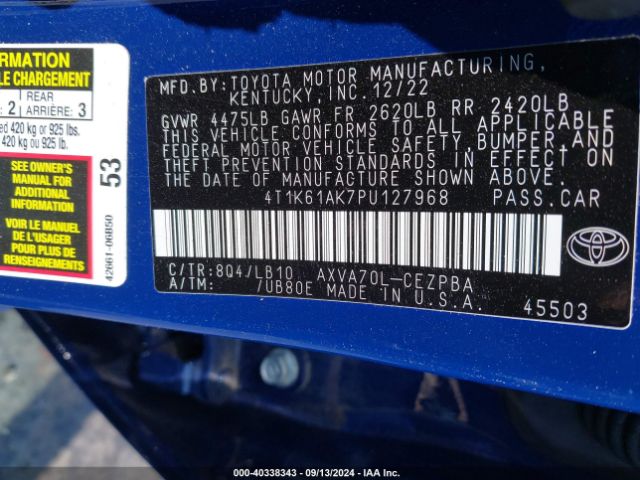 Photo 8 VIN: 4T1K61AK7PU127968 - TOYOTA CAMRY 