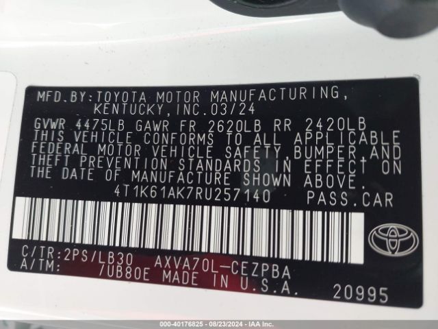 Photo 8 VIN: 4T1K61AK7RU257140 - TOYOTA CAMRY 