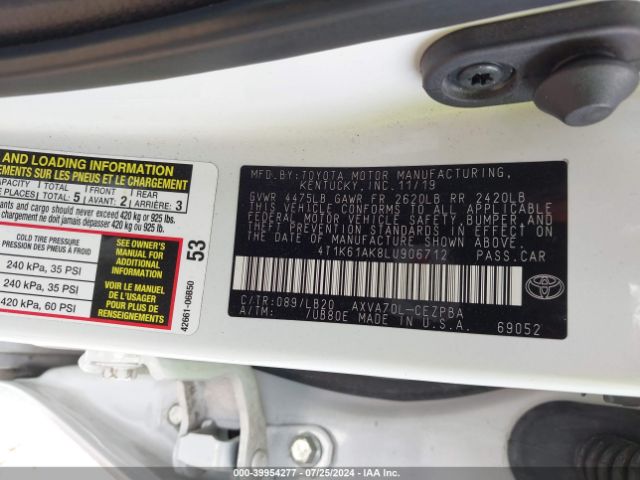 Photo 8 VIN: 4T1K61AK8LU906712 - TOYOTA CAMRY 