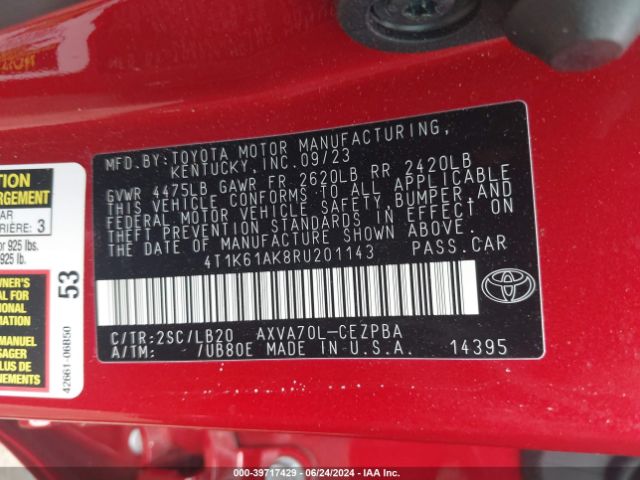 Photo 8 VIN: 4T1K61AK8RU201143 - TOYOTA CAMRY 