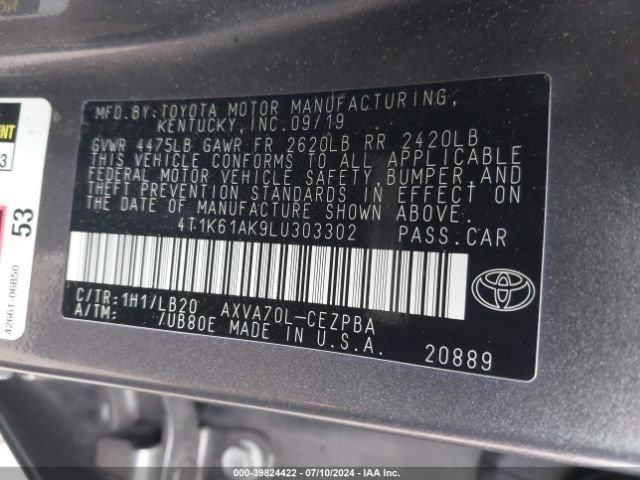 Photo 8 VIN: 4T1K61AK9LU303302 - TOYOTA CAMRY 