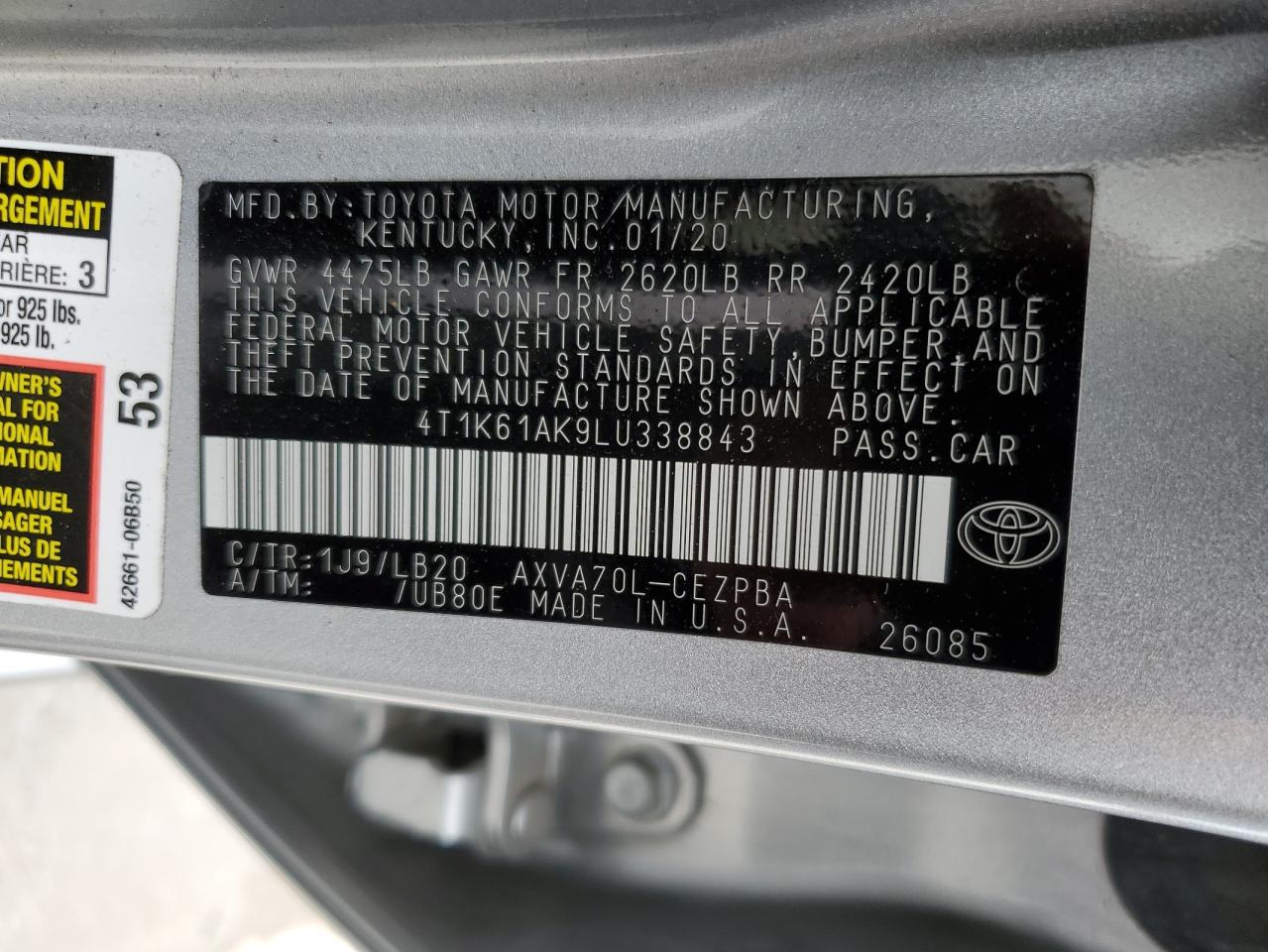 Photo 11 VIN: 4T1K61AK9LU338843 - TOYOTA CAMRY 