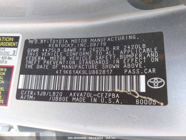 Photo 8 VIN: 4T1K61AK9LU862817 - TOYOTA CAMRY 