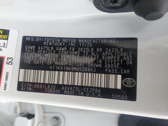 Photo 11 VIN: 4T1K61AK9MU526943 - TOYOTA CAMRY XSE 