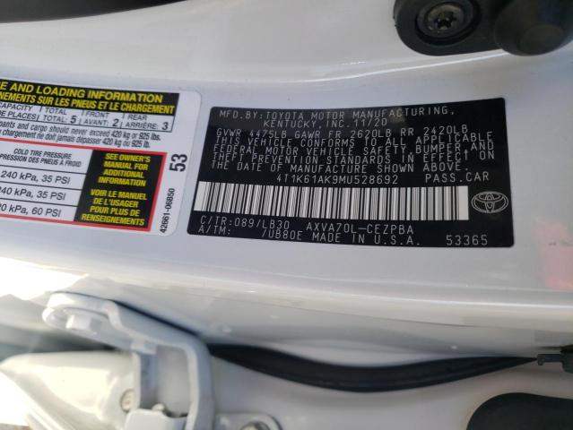 Photo 9 VIN: 4T1K61AK9MU528692 - TOYOTA CAMRY XSE 