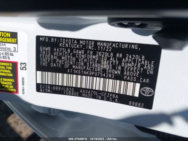 Photo 8 VIN: 4T1K61AK9PU754283 - TOYOTA CAMRY 