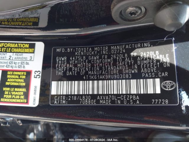 Photo 8 VIN: 4T1K61AK9RU903083 - TOYOTA CAMRY 