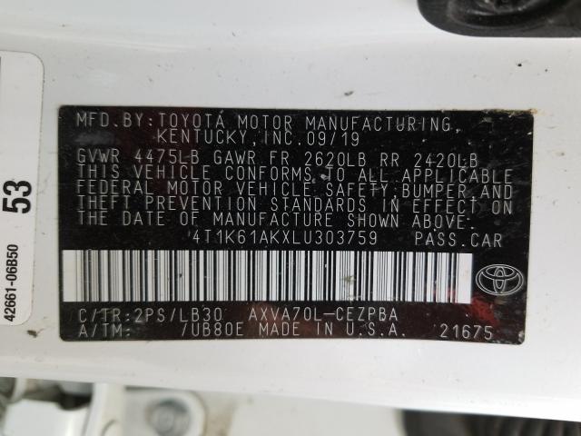 Photo 9 VIN: 4T1K61AKXLU303759 - TOYOTA CAMRY XSE 