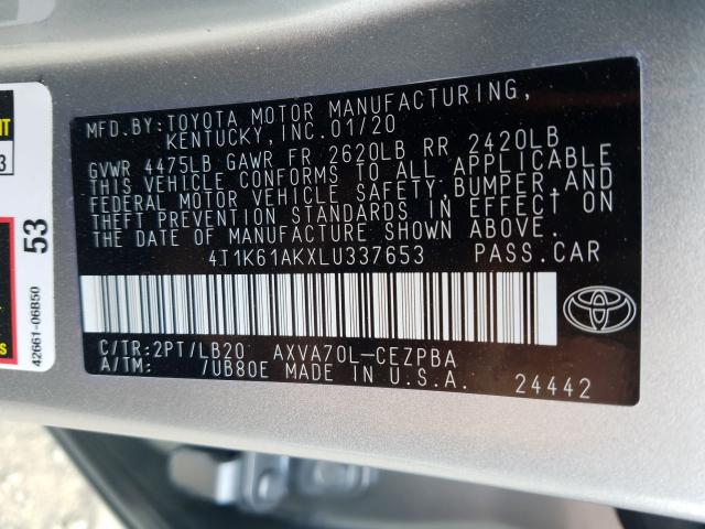 Photo 9 VIN: 4T1K61AKXLU337653 - TOYOTA CAMRY XSE 