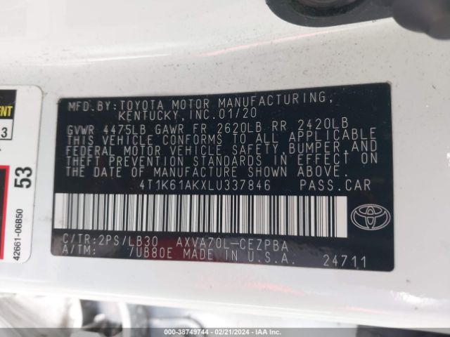 Photo 8 VIN: 4T1K61AKXLU337846 - TOYOTA CAMRY 