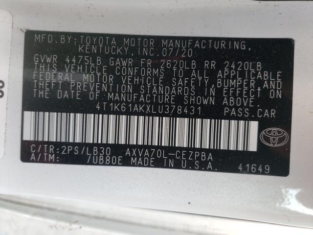 Photo 9 VIN: 4T1K61AKXLU378431 - TOYOTA CAMRY XSE 