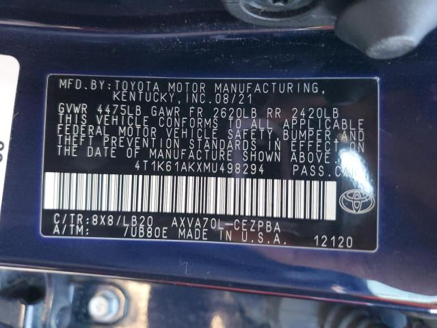 Photo 11 VIN: 4T1K61AKXMU498294 - TOYOTA CAMRY XSE 