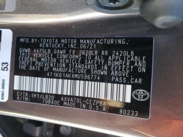 Photo 9 VIN: 4T1K61AKXMU596774 - TOYOTA CAMRY XSE 