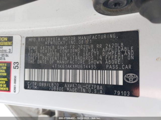 Photo 8 VIN: 4T1K61AKXMU614495 - TOYOTA CAMRY 