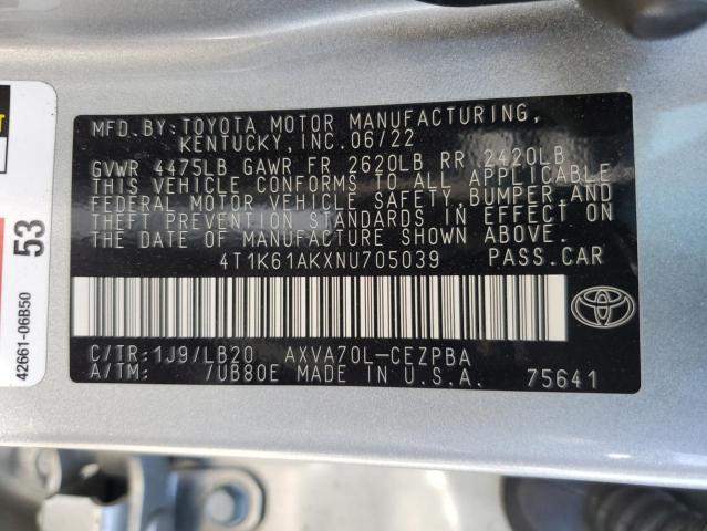 Photo 11 VIN: 4T1K61AKXNU705039 - TOYOTA CAMRY XSE 