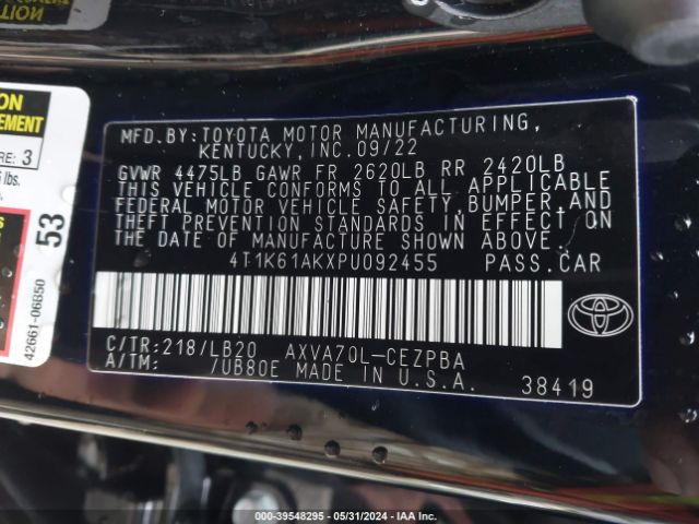 Photo 8 VIN: 4T1K61AKXPU092455 - TOYOTA CAMRY 