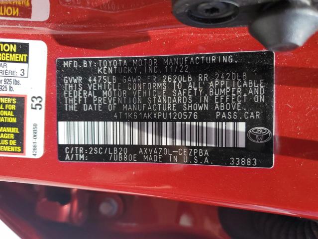 Photo 11 VIN: 4T1K61AKXPU120576 - TOYOTA CAMRY XSE 