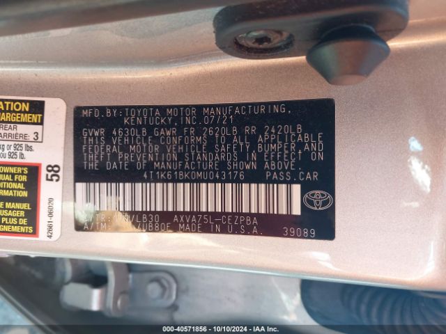 Photo 8 VIN: 4T1K61BK0MU043176 - TOYOTA CAMRY 