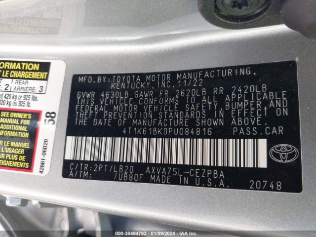 Photo 8 VIN: 4T1K61BK0PU084816 - TOYOTA CAMRY 