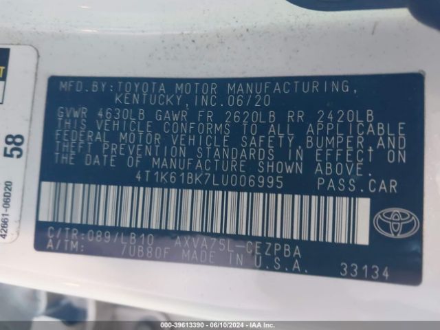 Photo 8 VIN: 4T1K61BK7LU006995 - TOYOTA CAMRY 