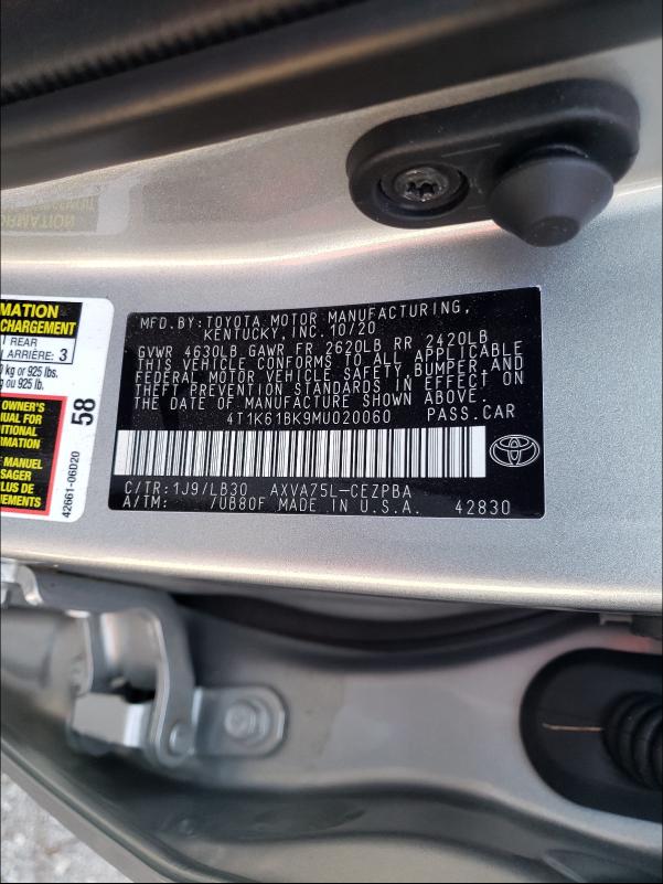 Photo 9 VIN: 4T1K61BK9MU020060 - TOYOTA CAMRY XSE 