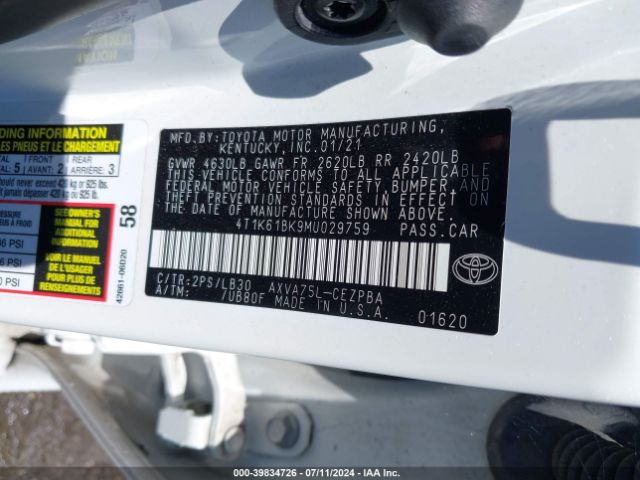 Photo 8 VIN: 4T1K61BK9MU029759 - TOYOTA CAMRY 