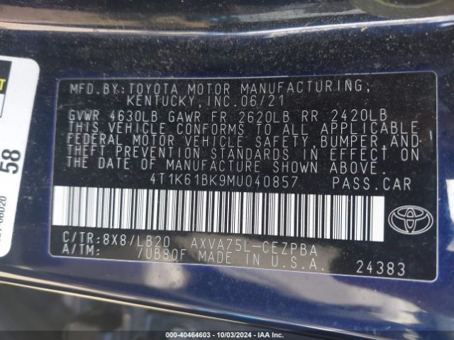 Photo 8 VIN: 4T1K61BK9MU040857 - TOYOTA CAMRY 